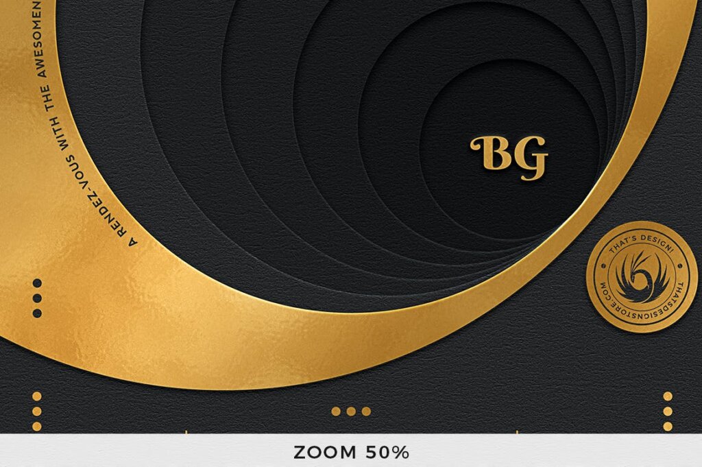 一点透视黑色和金色传单海报模板素材Black and Gold Flyer Template V11插图7