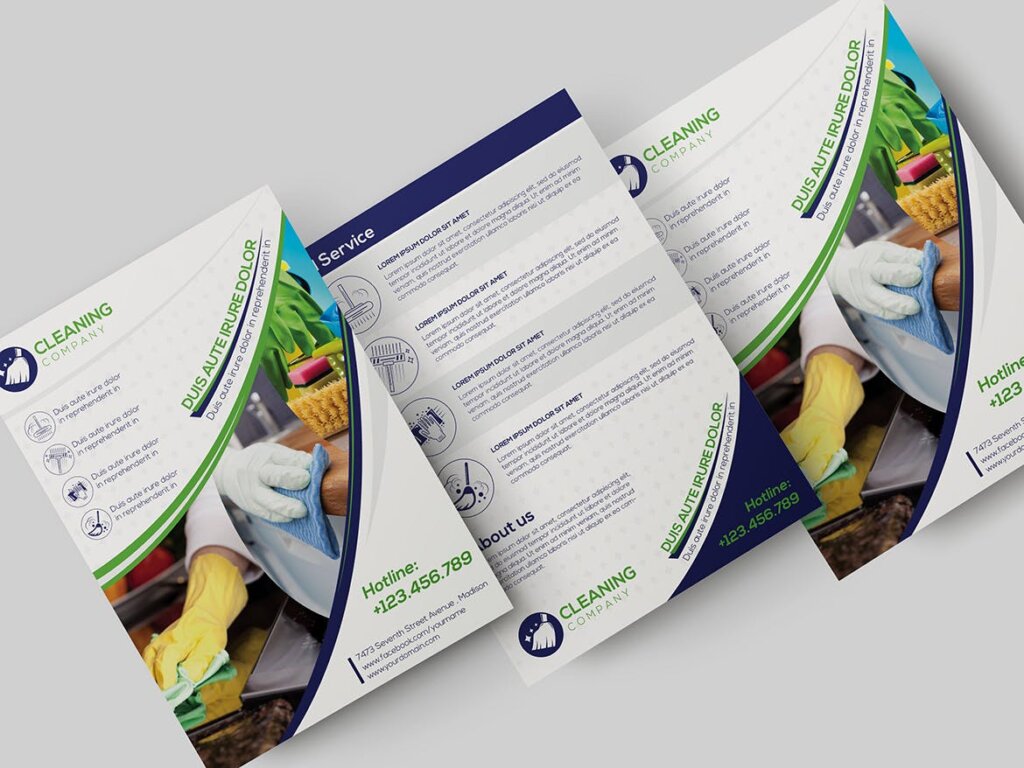 农副产品绿色有机食品海报传单模板素材下载Cleaning Company Flyer Template插图7