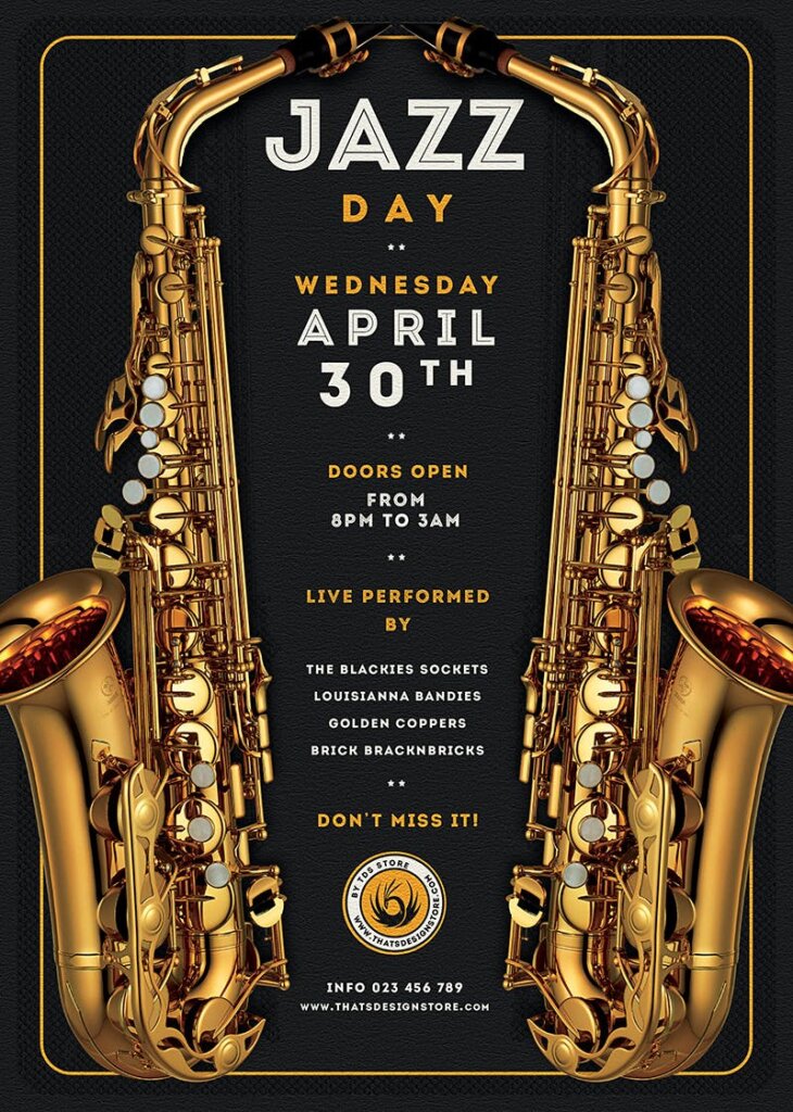 爵士音乐海报传单素材模板Jazz Day Flyer Template V2插图7