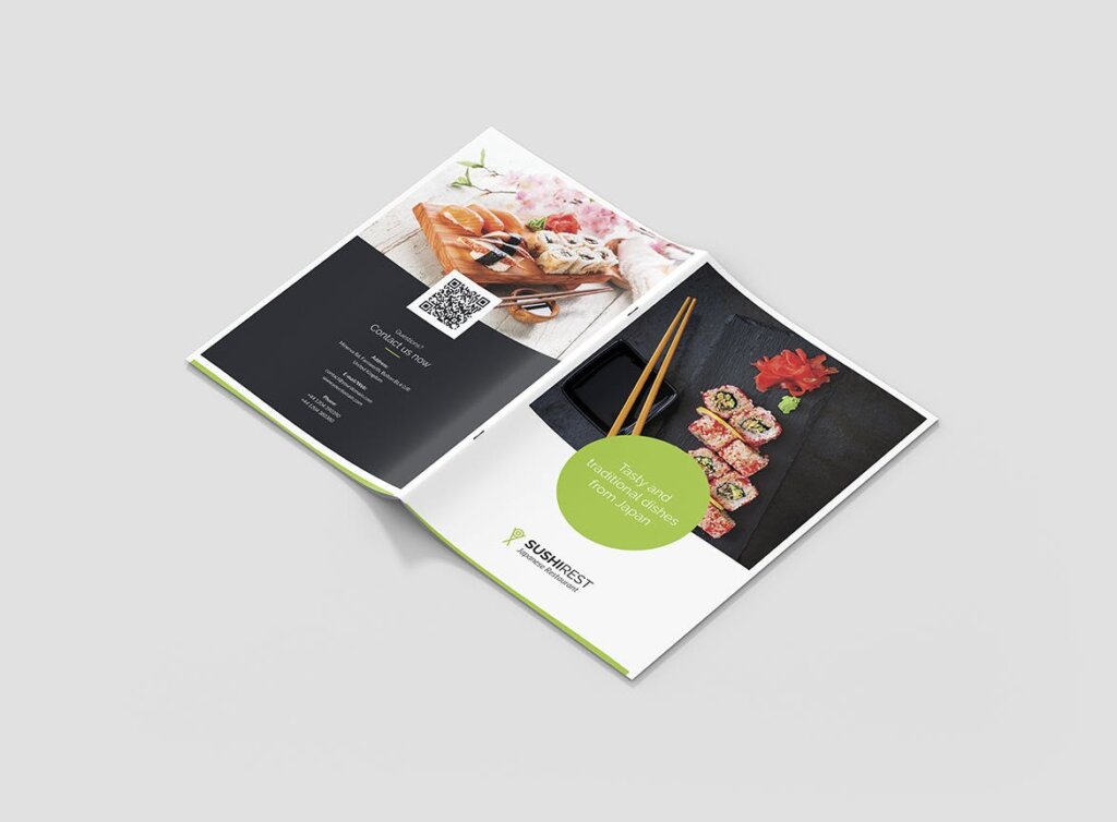 海鲜料理自助餐菜单折页模板素材下载Mini Brochure Sushi Restaurant A5插图7