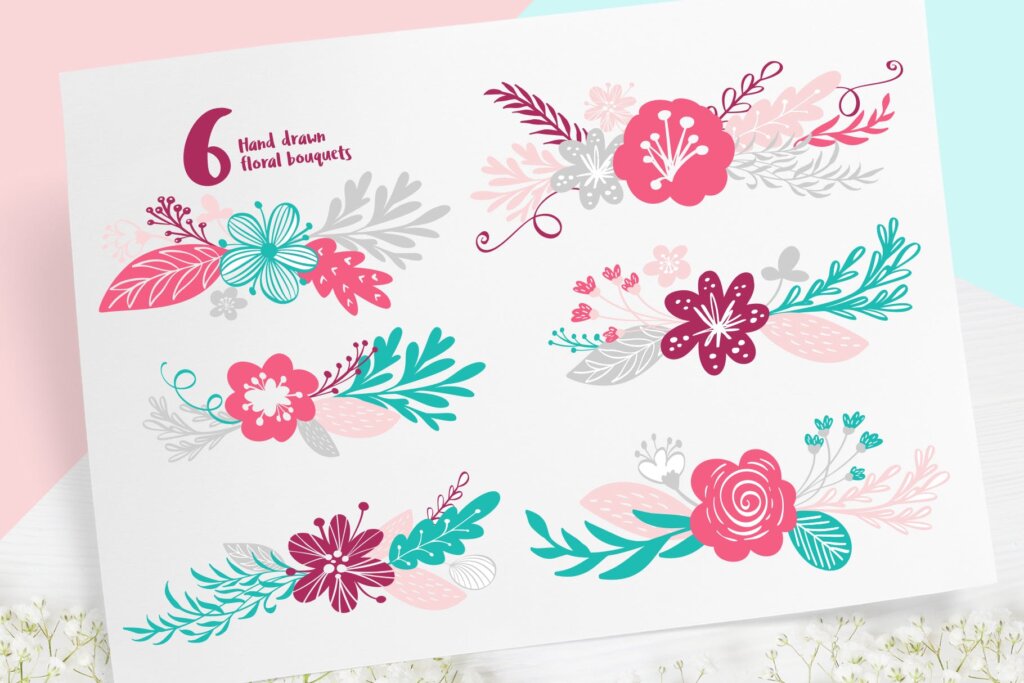 抱枕/咖啡饮品装饰图案纹理素材Spring vector lettering floral greeting card插图7