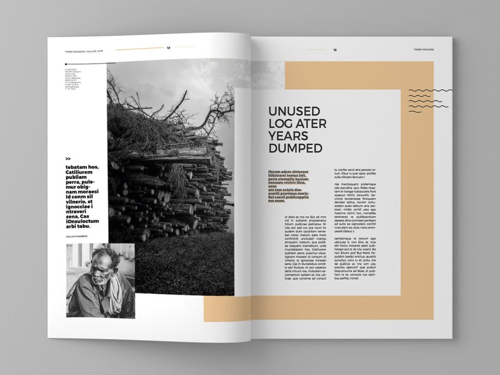 高端木材森林杂志手册模板素材下载Timber Magazine Template插图7
