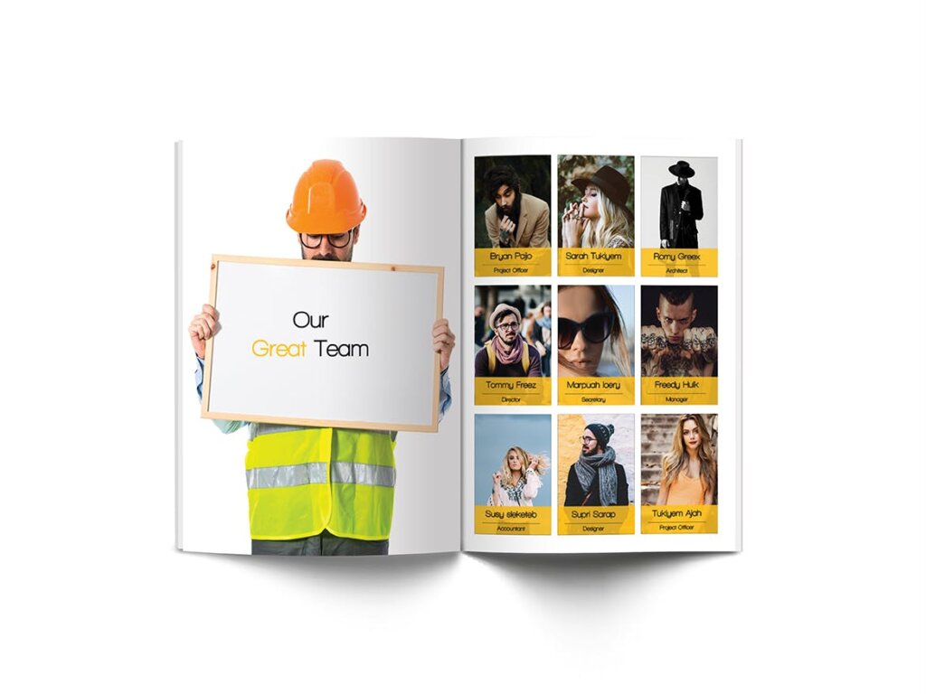 简约文艺施工A4尺寸宣传册画册模板素材下载Construction A4 Brochure插图8