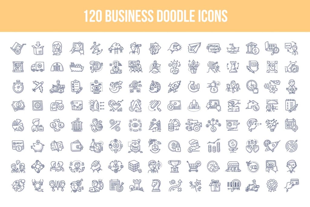 120个手绘图标品牌构建源文件图标下载120 Business Doodle Icon插图1