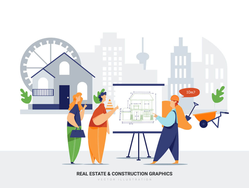 建筑插画场景素材模板下载Aquarius – Real Estate & Construction Vector Scenes插图5