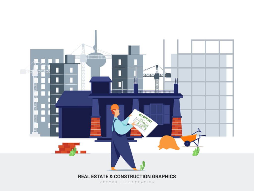 建筑插画场景素材模板下载Aquarius – Real Estate & Construction Vector Scenes插图7