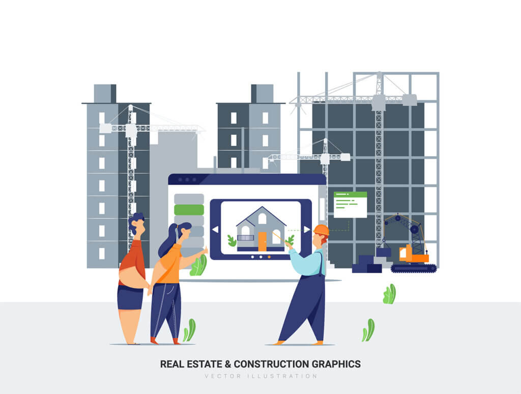 建筑插画场景素材模板下载Aquarius – Real Estate & Construction Vector Scenes插图10