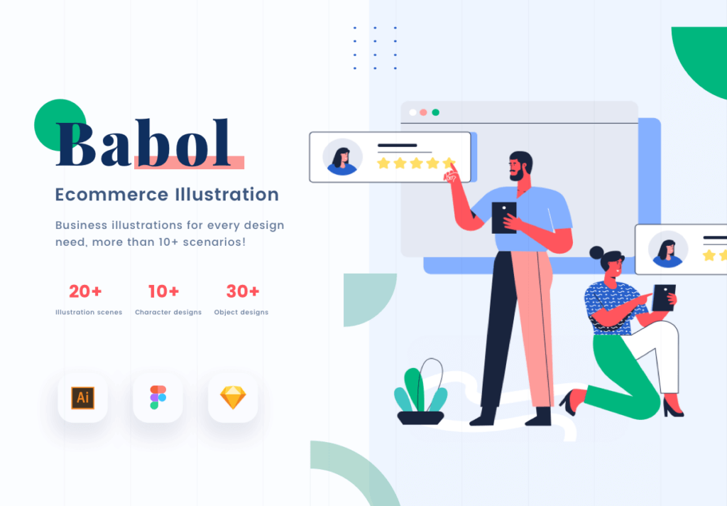 创业网站电子商务插图素材模板素材下载Babol – Start up Website E-Commerce Illustration
