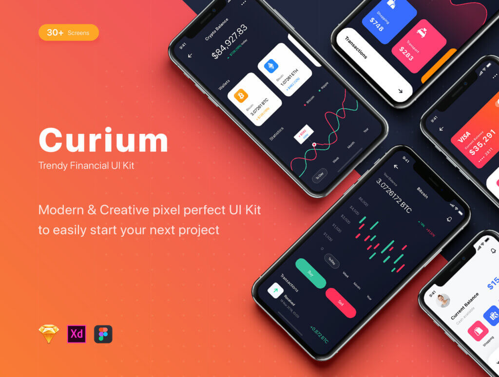 加密钱包货币数字/金融UI设计套件工具包Curium – Financial UI Kit插图1