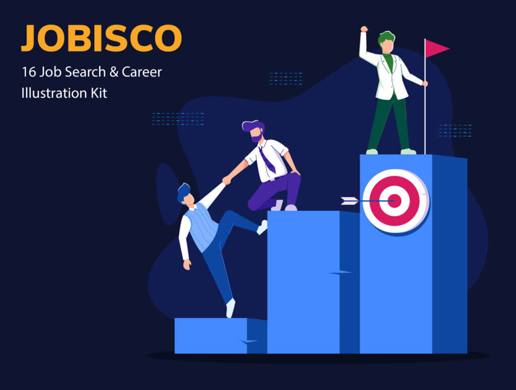 企业市场演示场景插画素材模板下载JOBISCO – Job Search & Career Illustration Kit插图1