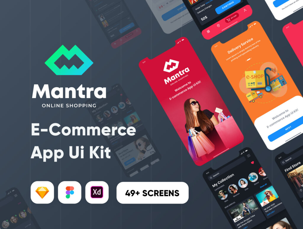 渐变类电子商务素材模板下载Mantra – E-Commerce Mobile App Ui Kit插图1