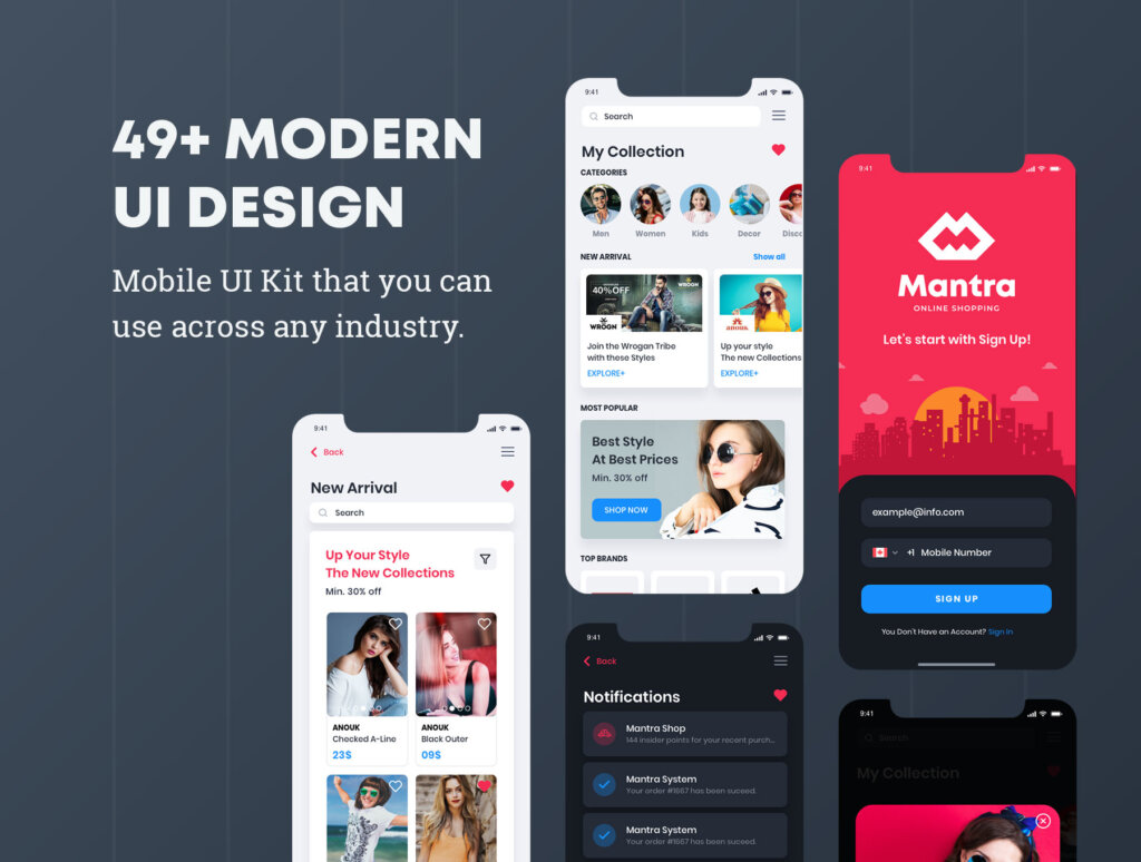 渐变类电子商务素材模板下载Mantra – E-Commerce Mobile App Ui Kit插图5