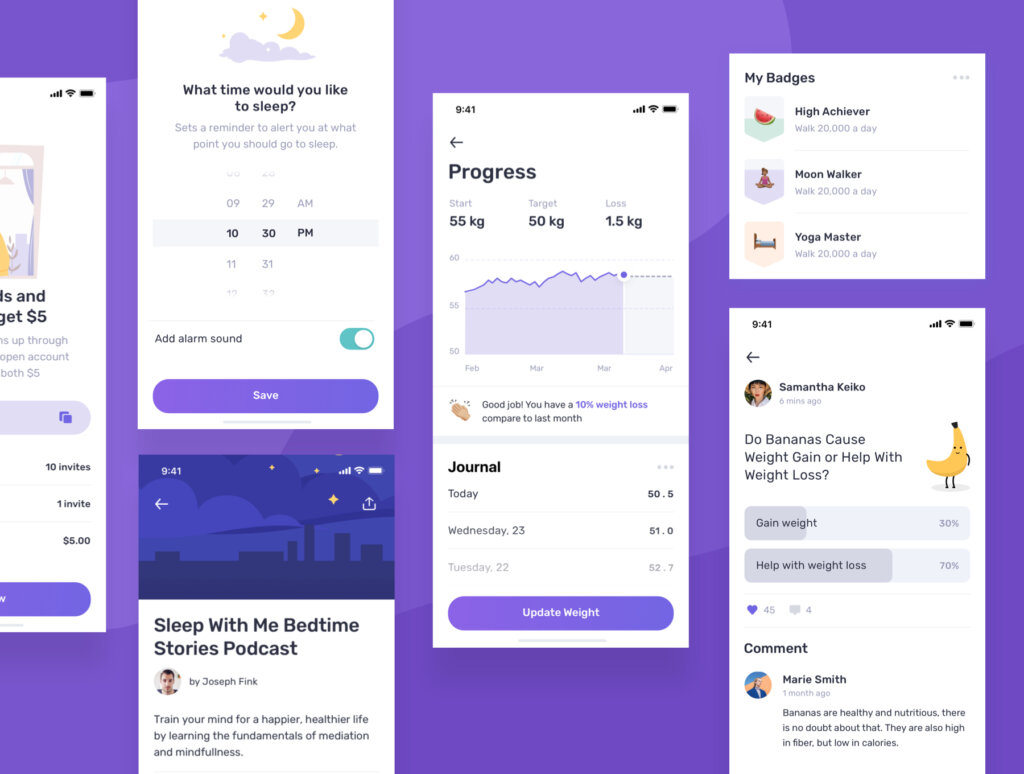 健身运动瑜伽健身UI界面素材设计套件素材Momotaro UI Kit插图6
