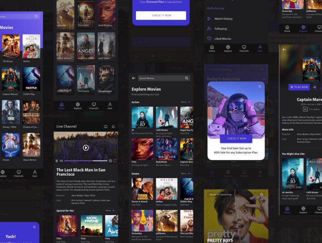 40+电影流媒体UI界面设计套件素材下载Movie Streaming App UI Kits插图5