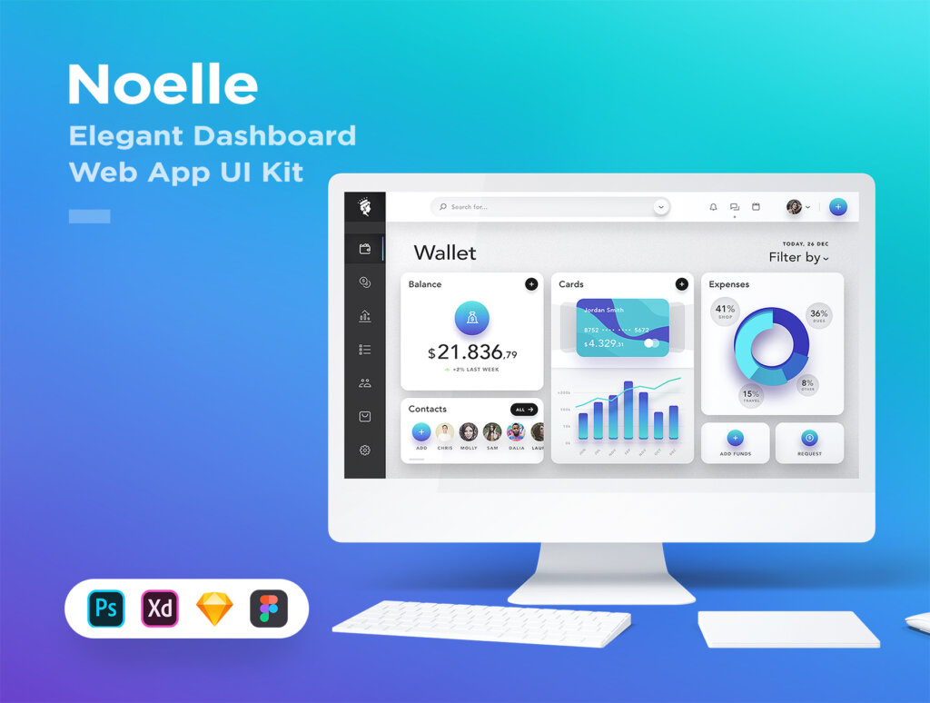 WEB端加密货币仪表盘应用程序UI工具包Noelle UI Kit - 设计口袋