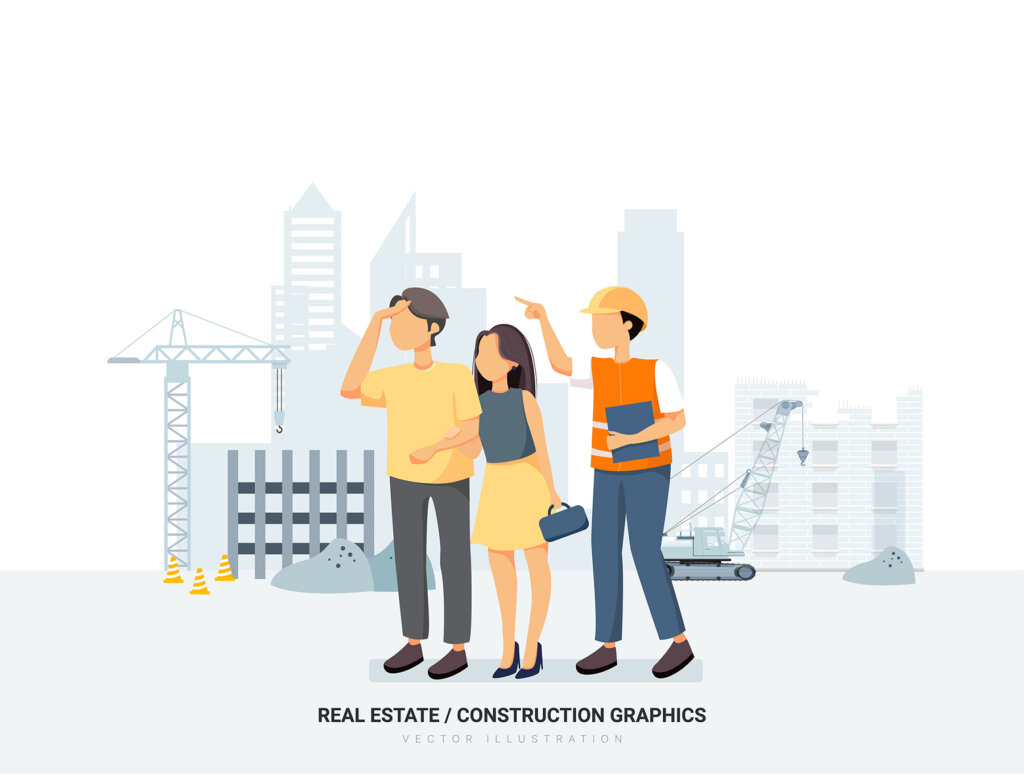 建筑工地施工场景插画素材模板下载Pisces – Real Estate & Construction Vector Scenes插图3