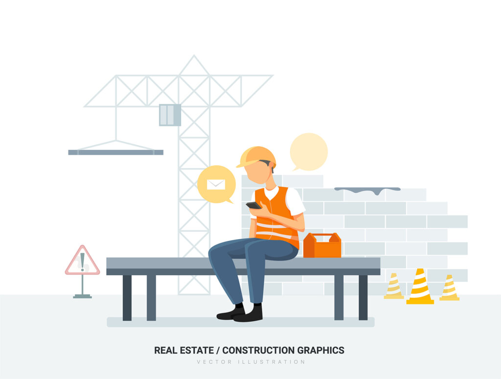 建筑工地施工场景插画素材模板下载Pisces – Real Estate & Construction Vector Scenes插图5