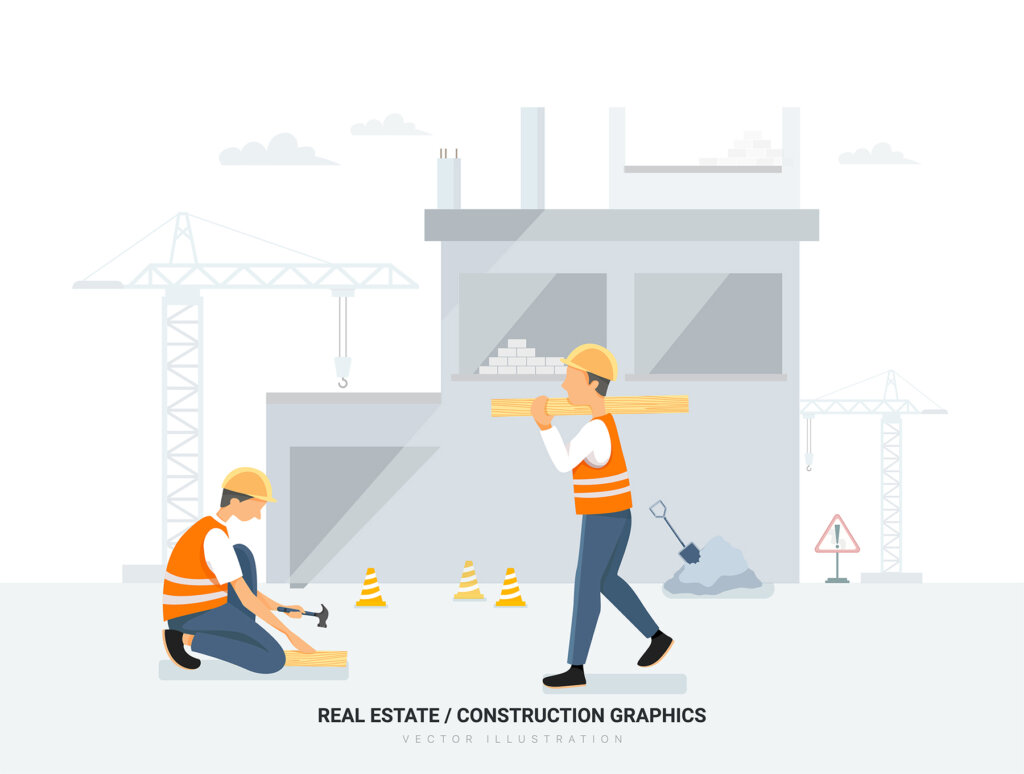建筑工地施工场景插画素材模板下载Pisces – Real Estate & Construction Vector Scenes插图6