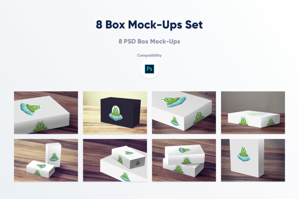8个商品包装盒模型样机素材下载8 Box Mock ups