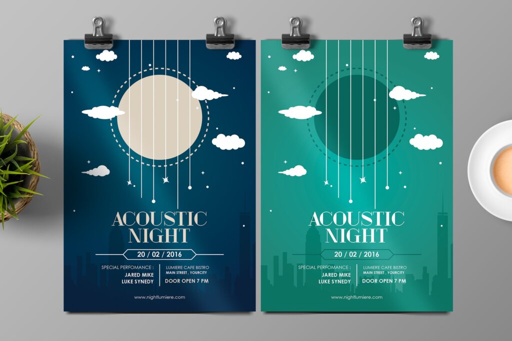 音乐海报宣传单模板Accoustic Music Flyer Q3KG3R