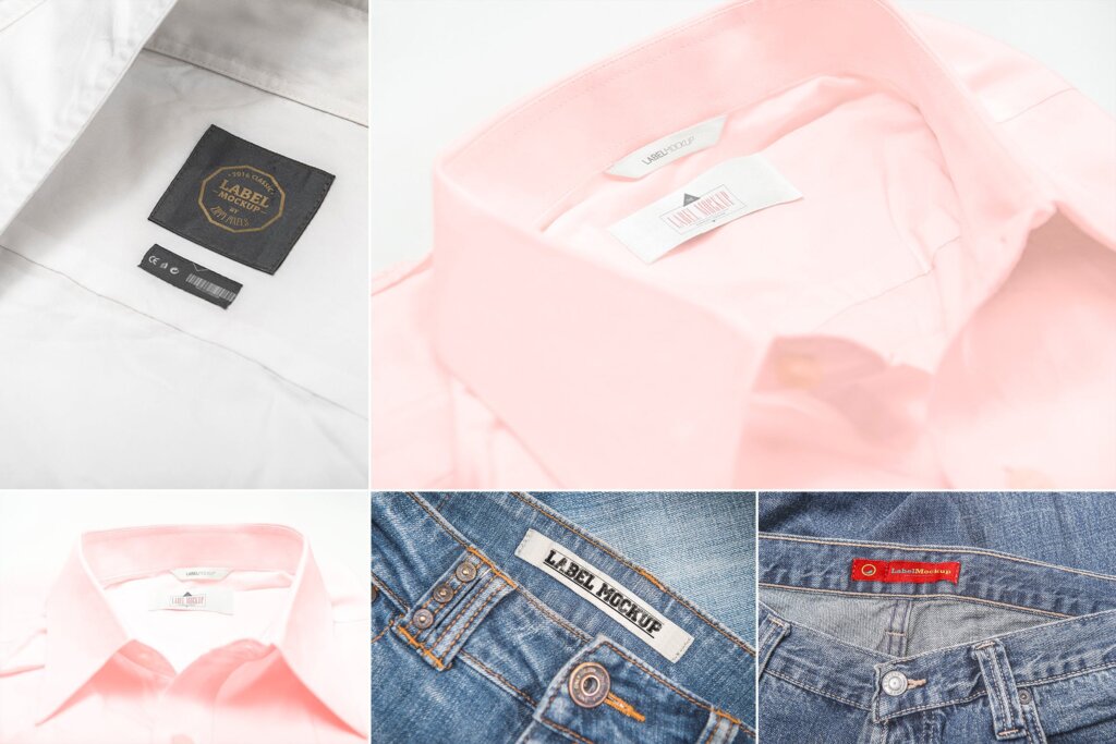 商务休闲牛仔裤和衬衫模型样机素材下载Apparel Inner Label Mockups