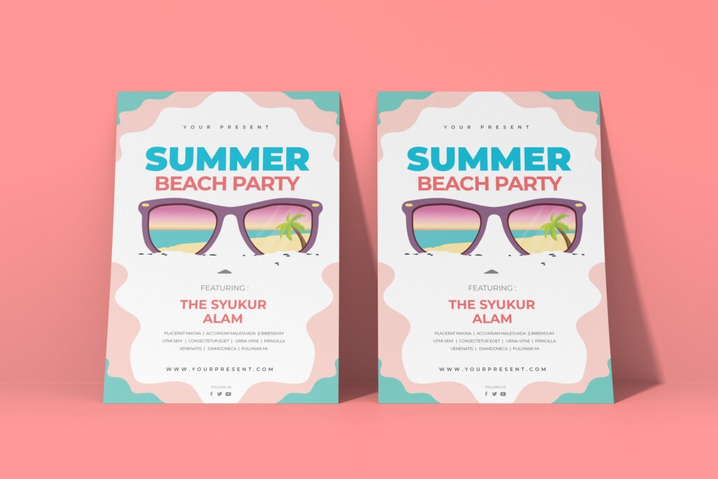 夏季马卡龙配色海滩活动派对海报传单模板素材下载HBMB046