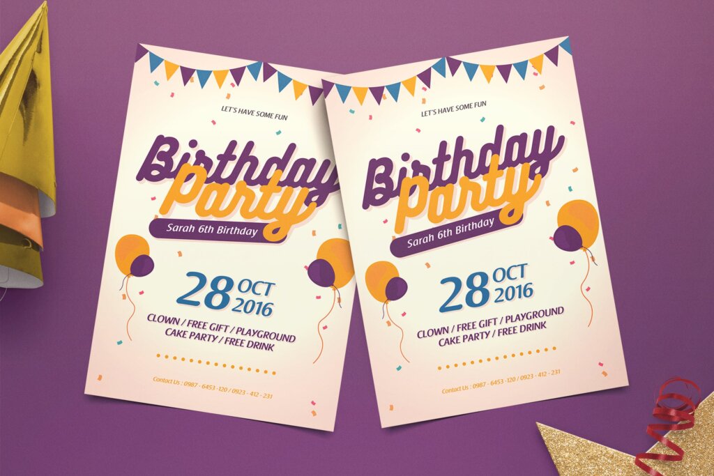 生日派对海报模板素材Birthday Party Flyer