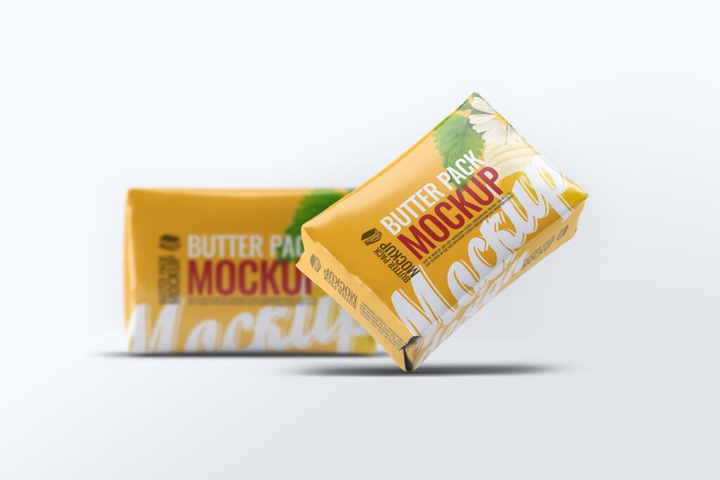 食用黄油包外包装盒模型样机素材下载Butter Pack Mock-Up