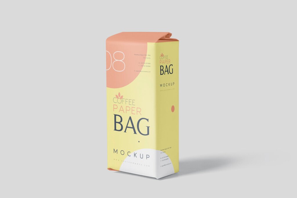 牛皮纸包装咖啡袋模型样机素材Coffee Paper Bag Mockup Set
