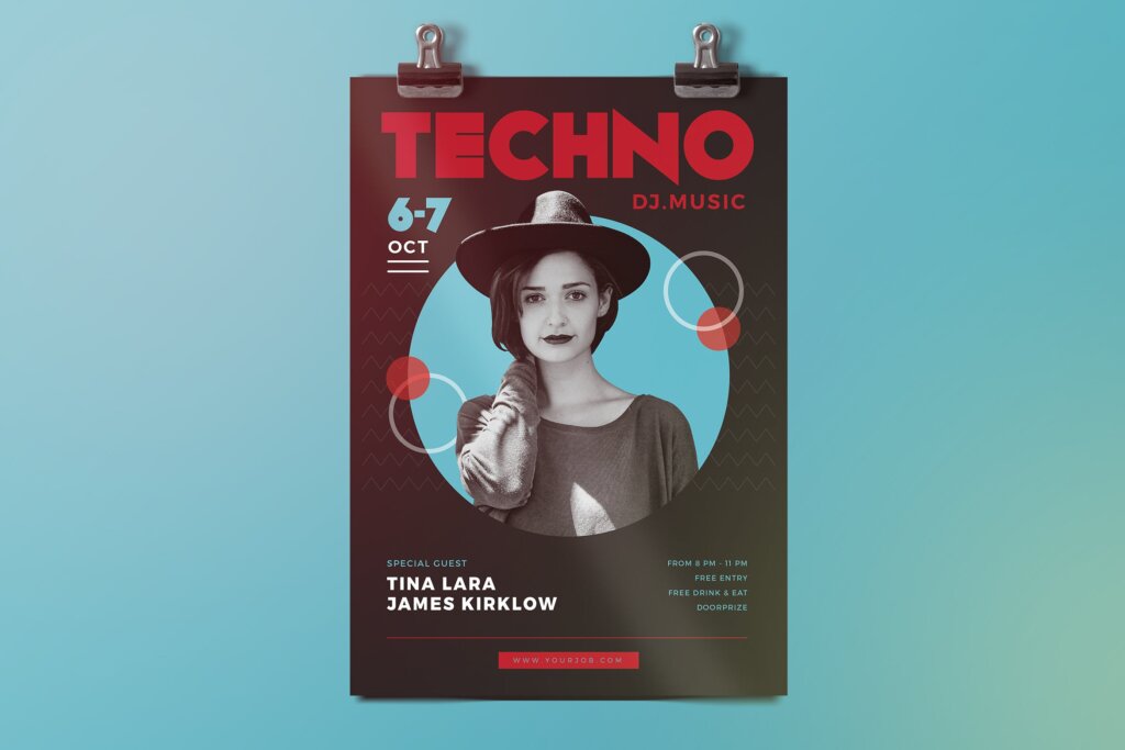 电子音乐宣传单海报模板Electro Techno Flyer