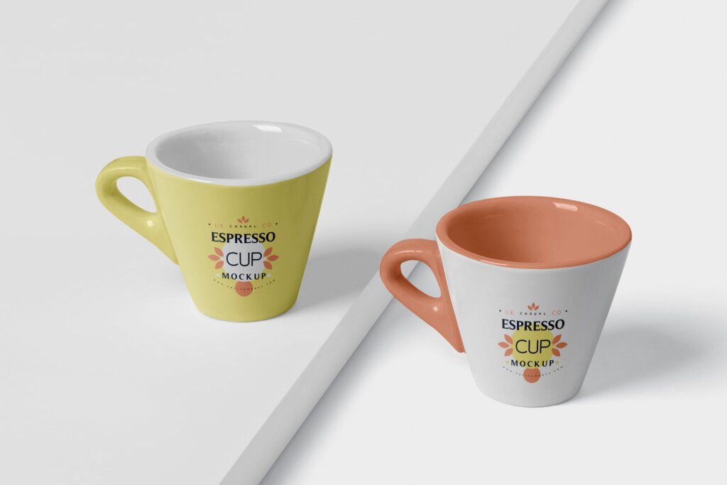 优雅咖啡样机素材/马克杯素材样机Espresso Cup Mockup – Cone Shaped – Small