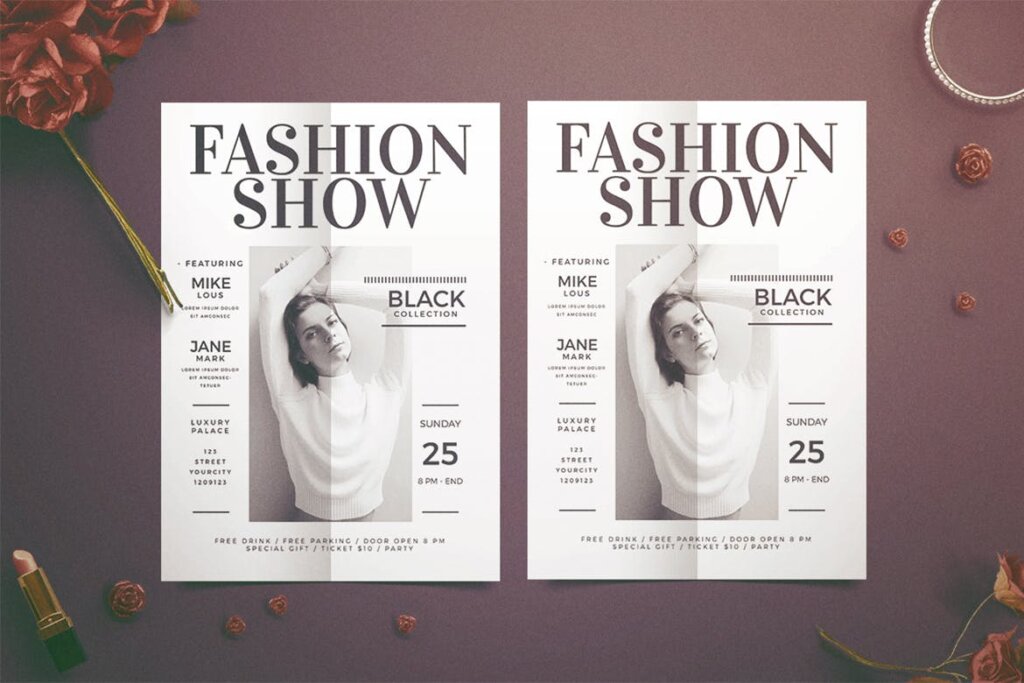 时装表演海报宣传单模板Fashion Show Flyer RVRN27