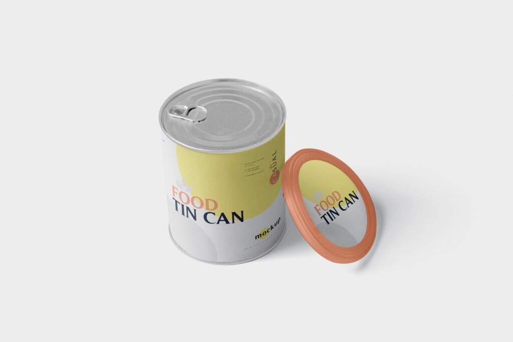 食品罐头/奶粉盒包装模型样机素材下载Food Tin Can Mockup Medium Size – Round