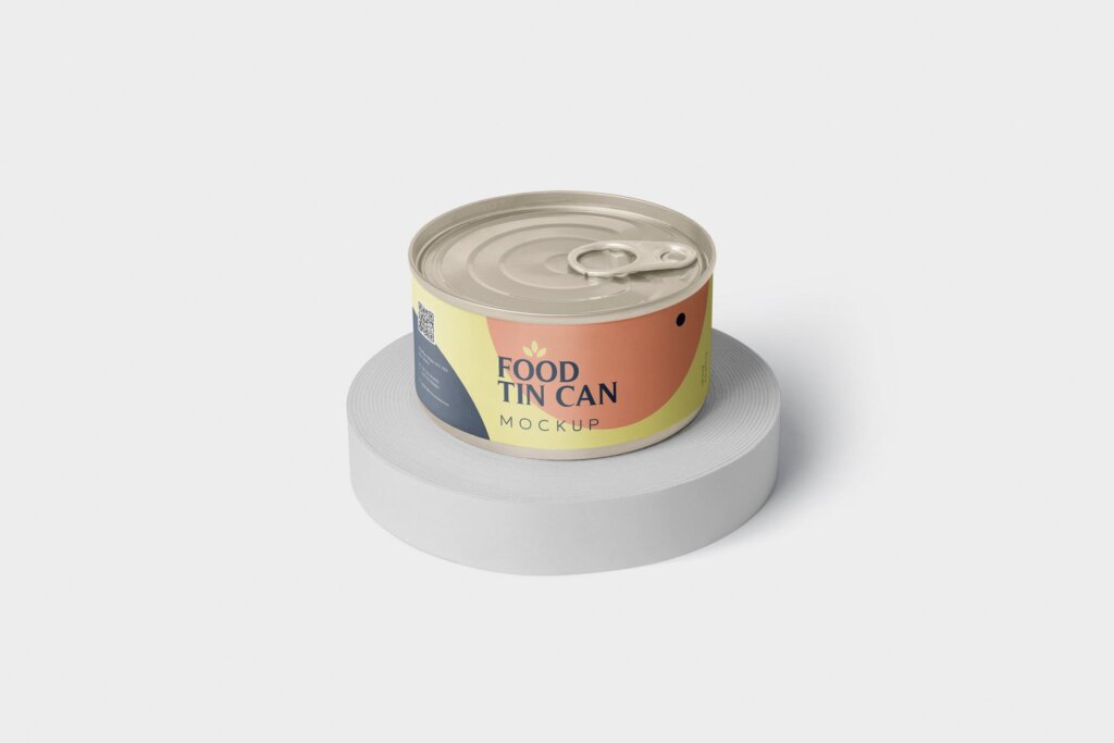 锡罐模型模板包装盒模型样机素材下载Food Tin Can Mockup Small Size – Round