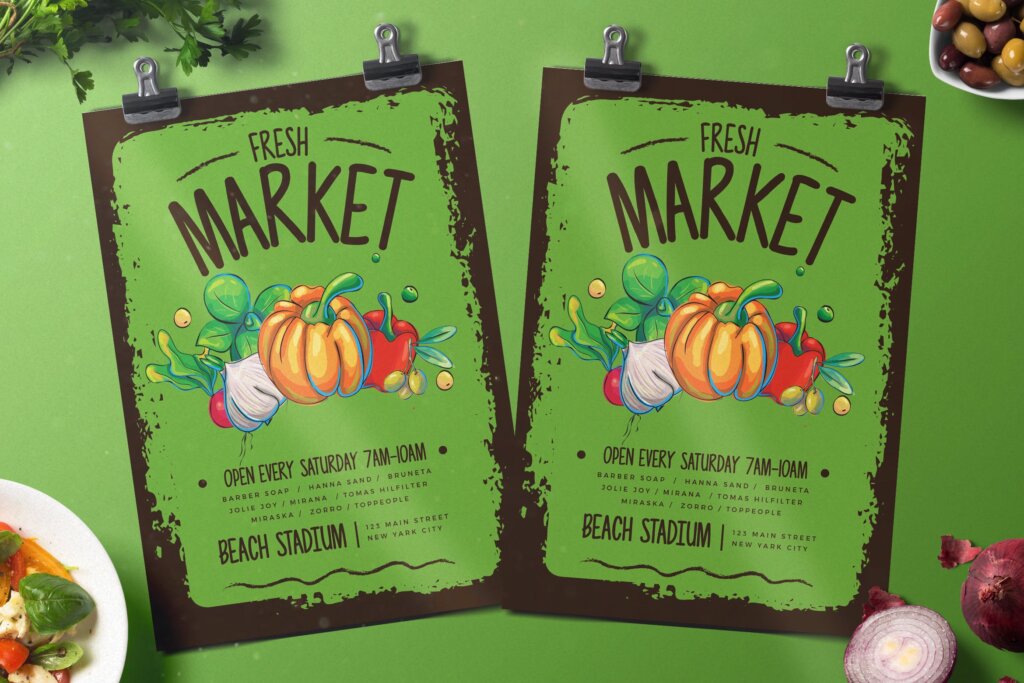 新鲜市场传单海报模板素材Fresh Market Flyer