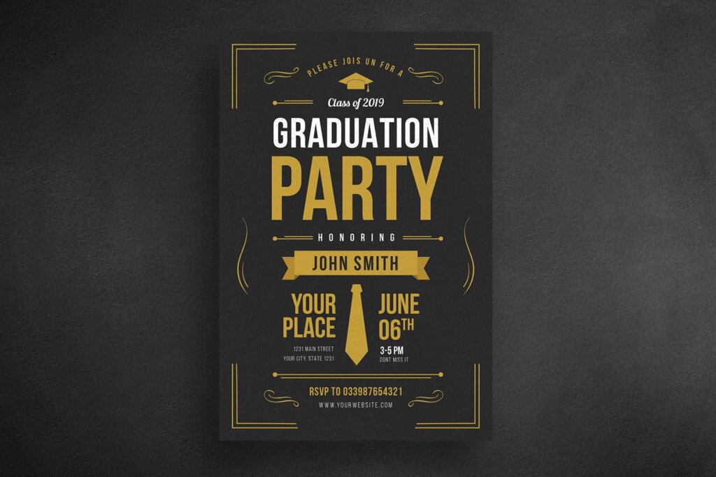 毕业晚会宣传单海报模板素材Graduation Party Flyer