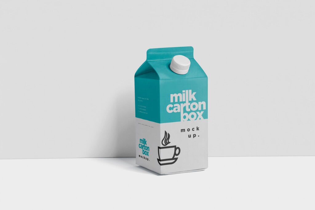 500ML果汁牛奶模型样机模型素材下载Juice Milk Mockup in 500ml Carton Box ESJ7DC9