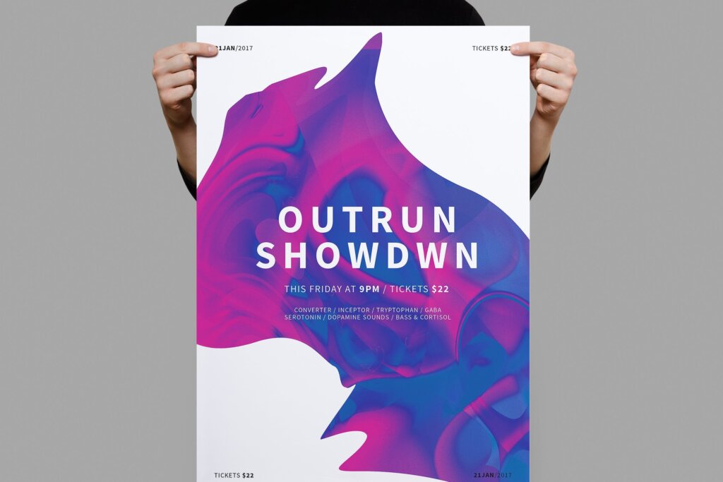 简约渐变产品发布会海报模板素材Outrun Showdown Poster / Flyer