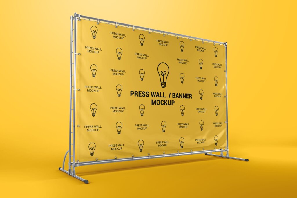 横幅广告模板素材样机下载Press Wall / Stand Banner Mockup