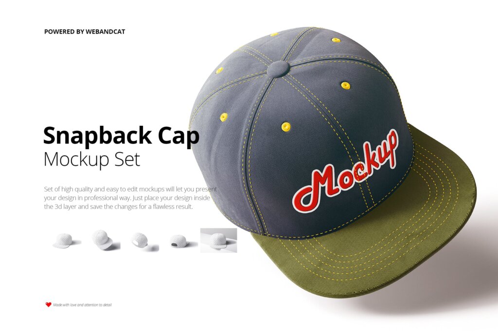 青年男士帽子模型样机素材下载Snapback Cap Mockup