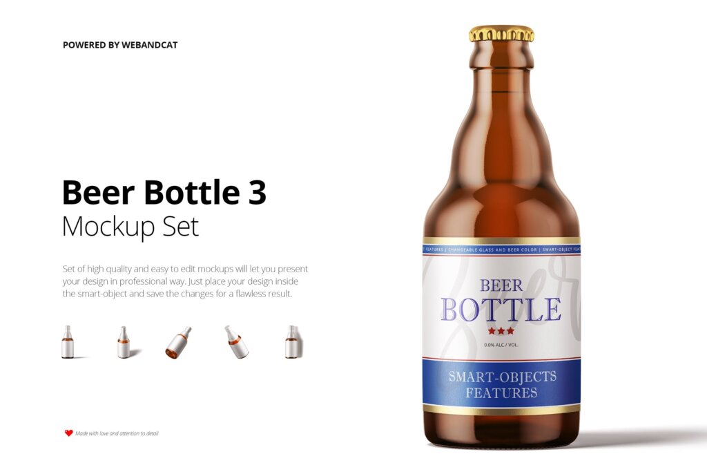 5套高质量啤酒/样机素材模型下载Steinie Beer Bottle Mock up