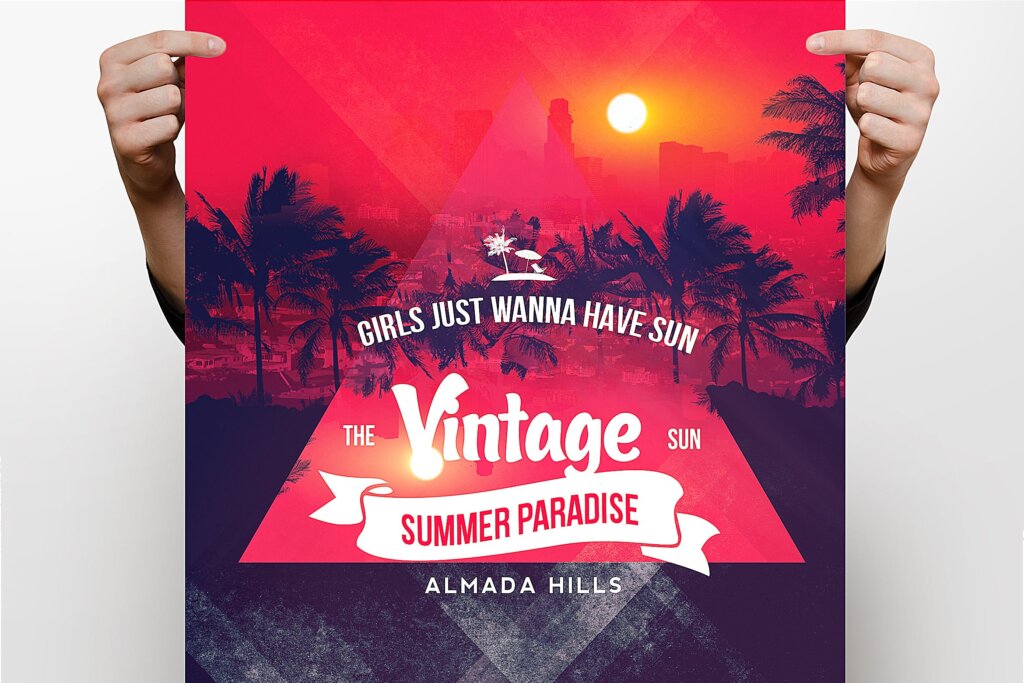 夏天海滩活动派对/酒吧传单海报模板Vintage Summer Flyer