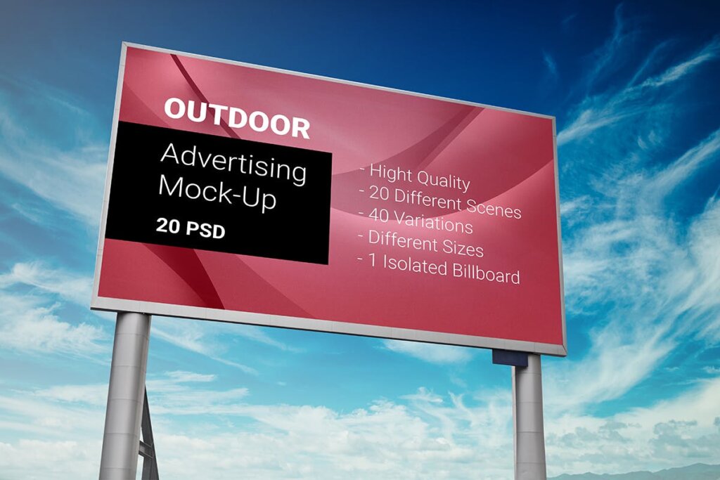20个大屏电子广告展示模板素材样机下载Billboard Outdoor Advertising Mock Up插图5