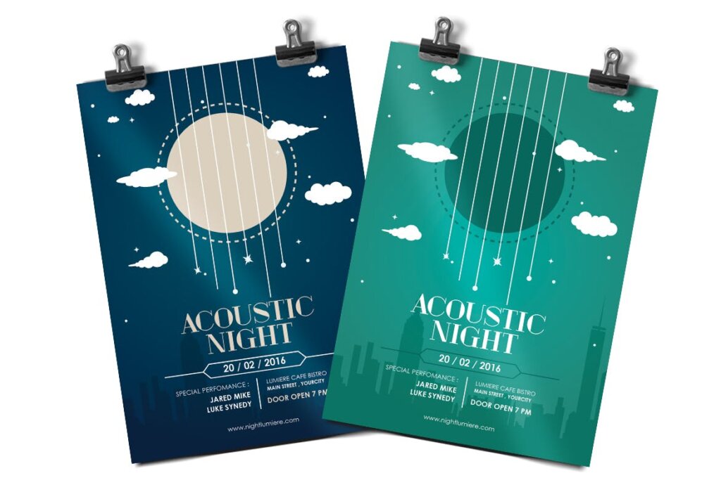 音乐海报宣传单模板Accoustic Music Flyer Q3KG3R插图1