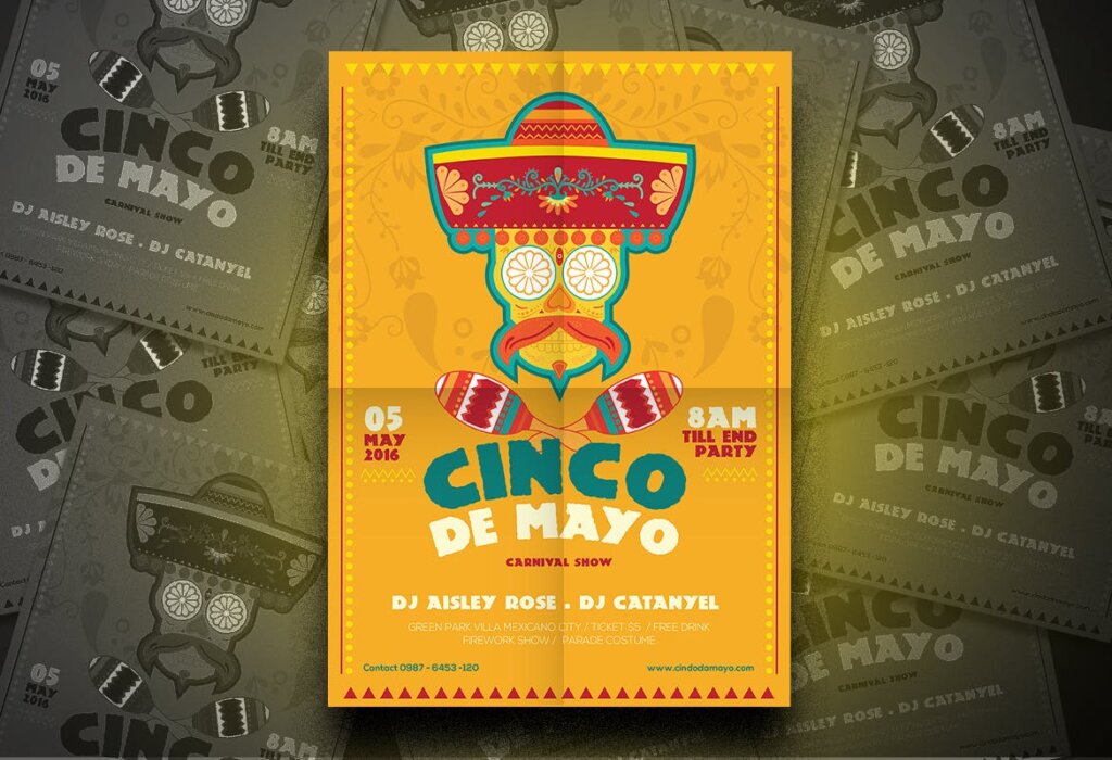 传统节日海报传单模板素材下载Cinco De Mayo Flyer插图1