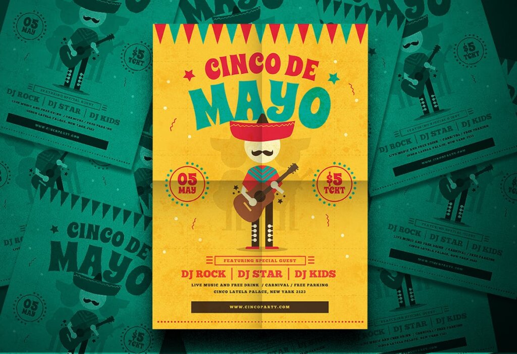 传统节日海报传单模板素材下载Cinco De Mayo Flyer YU5TBU插图1