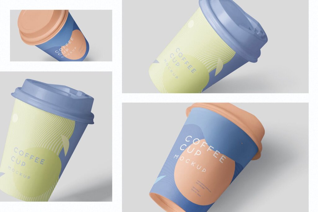 热饮咖啡杯/文艺塑料热饮杯样机素材模板下载Coffee Cup Mockup Set – Small Size – Disposable插图1