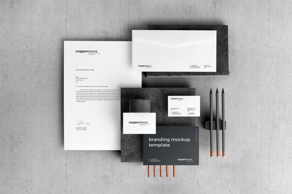 房地产品牌VI识别系统模板素材样机下载Copperstone Branding Mockup Vol 3插图1