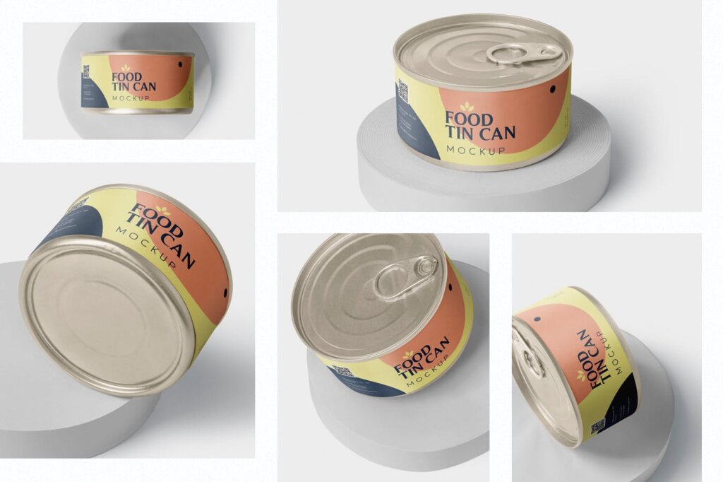 锡罐模型模板包装盒模型样机素材下载Food Tin Can Mockup Small Size – Round插图1