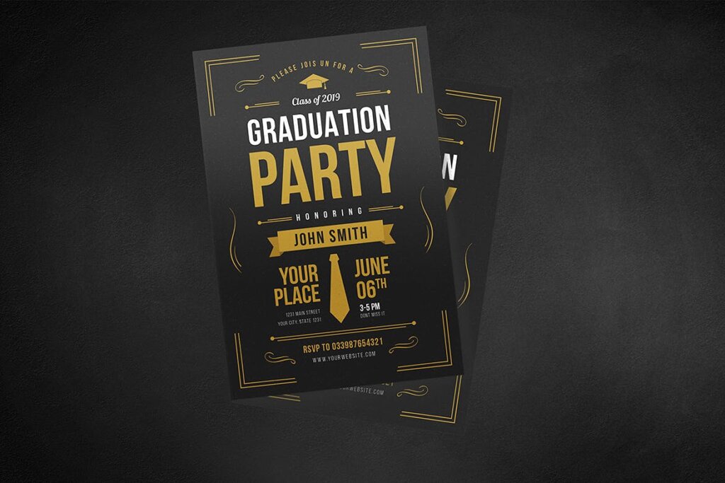 毕业晚会宣传单海报模板素材Graduation Party Flyer插图1